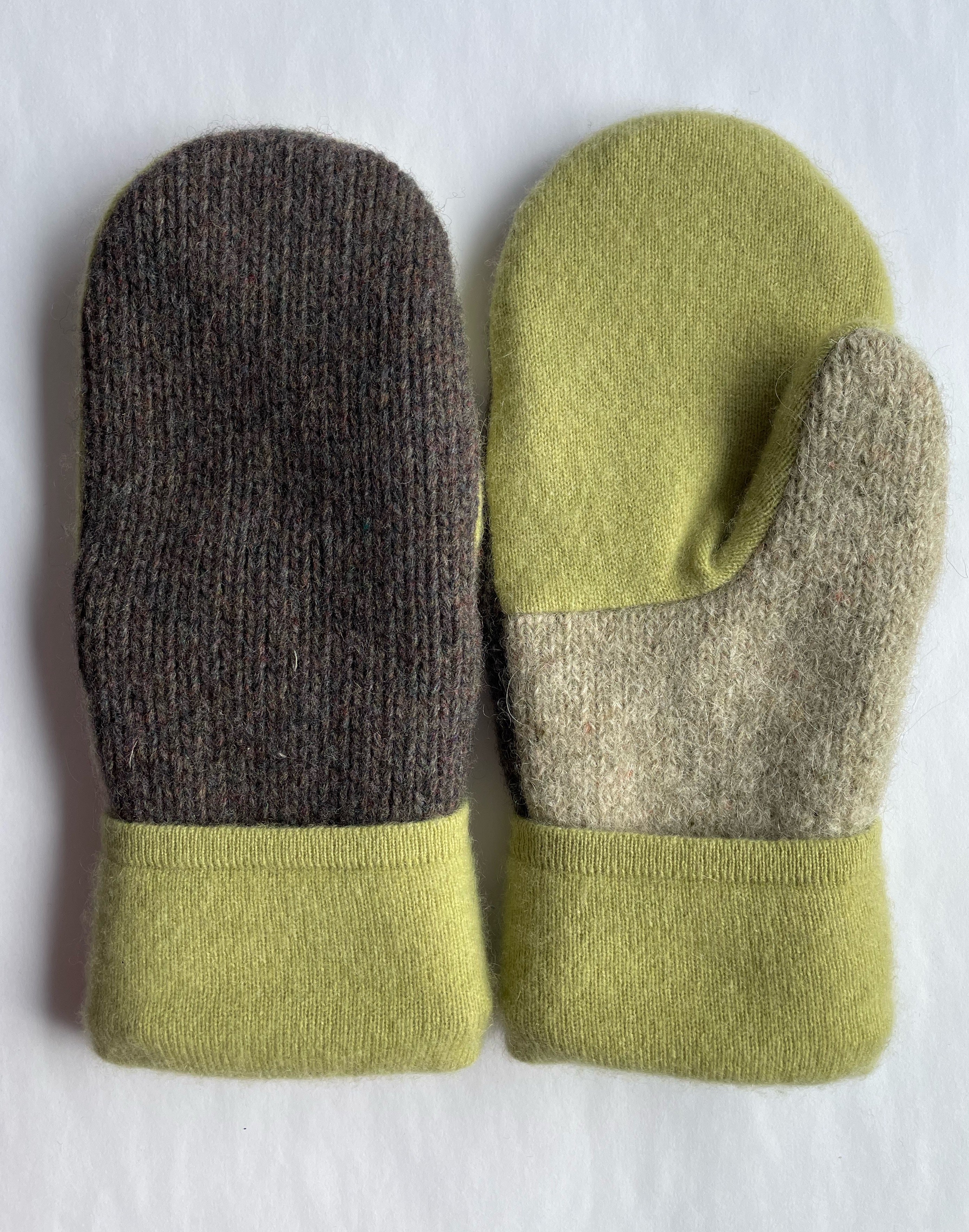 Wool Mitten - Heathered Brown and Tan