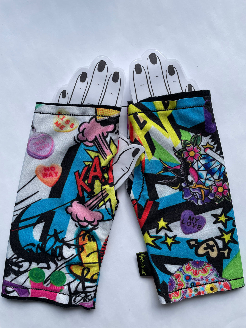 Fingerless Mitts - Graffiti Print