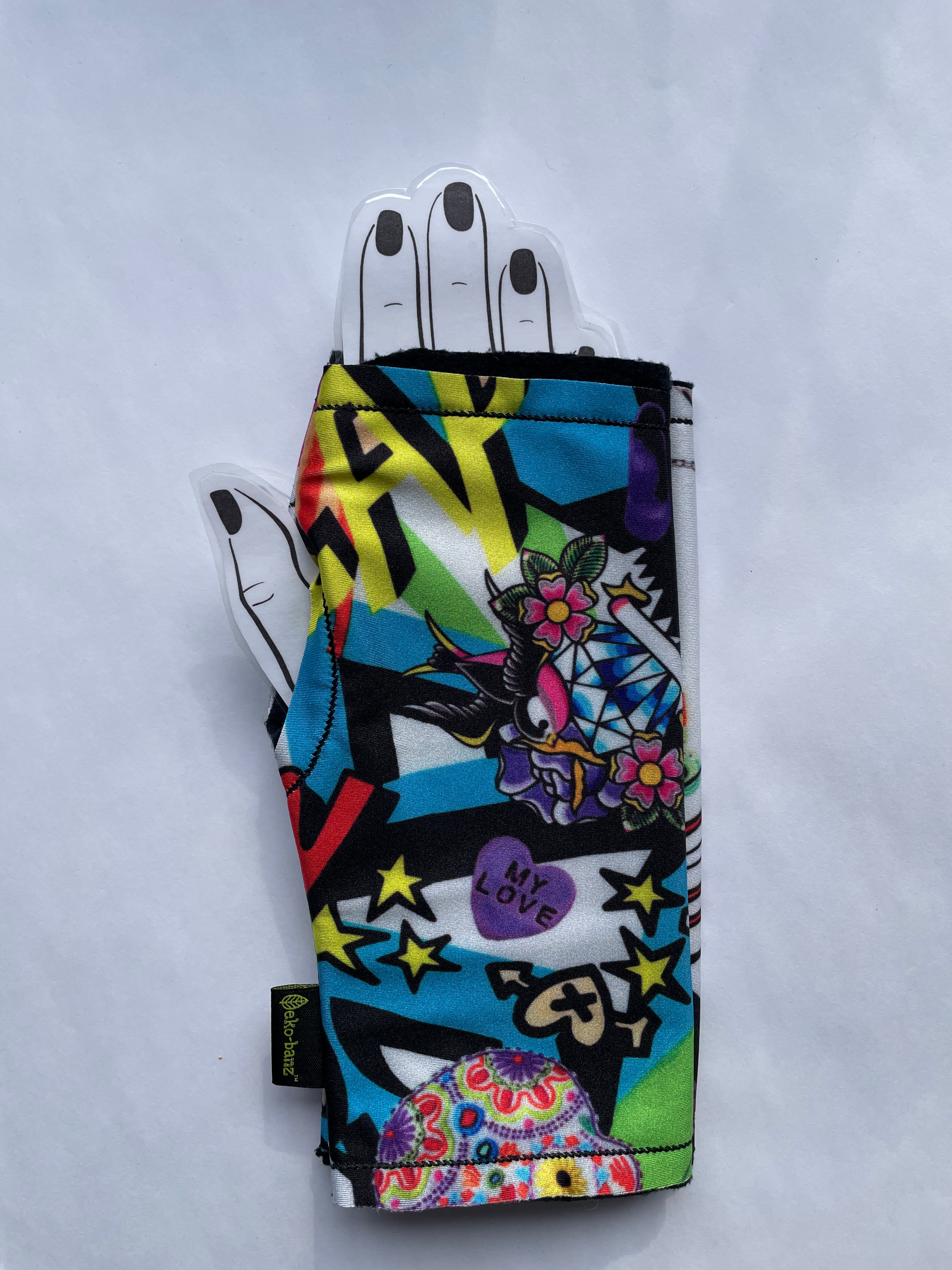 Fingerless Mitts - Graffiti Print