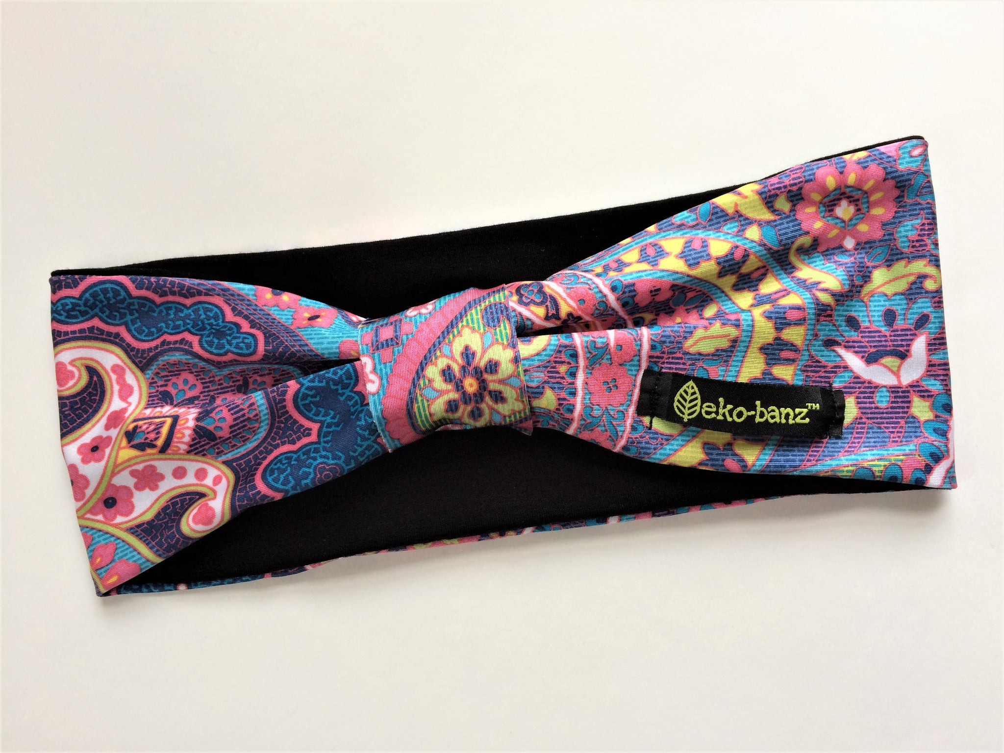 Pink/Turquoise Paisley Headband